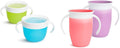 Munchkin® Snack™ Catcher Toddler Snack Cups, 2 Pack, Blue/Green & Miracle® 360 Trainer Sippy Cup with Handles, Spill Proof, 7 Ounce, 2 Pack, Pink/Purple