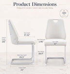 Dining Room Chairs Set of 6, Sillas para Comedor, Modern Dining Chairs Set of 6 with Leather,Geometric Tufted Back,Chrome Leg,Ergonomic Design,Easy to Clean,for Kitchen,Living Room(White,6)
