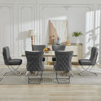 LOULENS Elegance Velvet Dining Chairs Set of 2, Luxurious Upholstered Tufted Dining Room Chairs, Glam Royal Velvet Accent Chairs with Stainless Steel Legs, Dark Gray