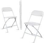 Plastic Folding Chairs, White, Steel Frame with Powder Coat Finish, 350 lb Capacity, Indoor/Outdoor, 4 Pack