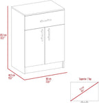 23.6" D*15.9" W*33.5" H Freestanding Storage Cabinet with Dawer & Shelf, Double Door, Natural Wood Top, Rectangular Kitchen Pantry, Modern Minimalist, for Living Room, Dining Room, White