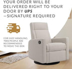 Jaymar Nelly Modern Nursery Glider Recliner Chair – Cozy Nursing Chair with 360° Swivel for New Parents, Gentle Motion, Compact Design, Lumbar Support – Made in Canada (Vanilla/Beyond Sheep Fabric)