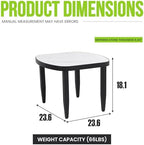 Modern Faux Marble Side Table for Outdoor/Indoor- 23.6" Patio Aluminum End Table with White Marble-Inspired Sintered Stone Top, Rounded Corners, Weatherproof & Rust-Free