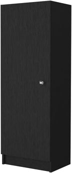 Miami Single Door Pantry, 4 Shelves, Black Engineered Wood, Space-Saving Storage for Kitchen or Hallway