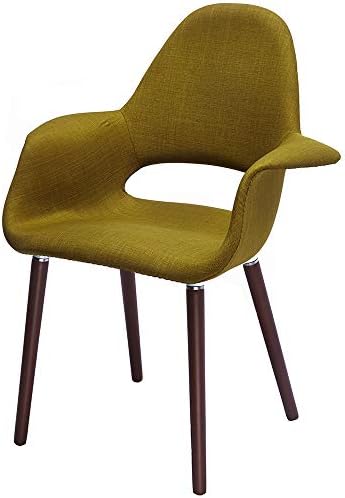2xhome Mid Century Modern Upholstered Fabric Organic Accent Living Room Dining Chair Armchair Set with Back Armrest Dark Black Wood Wooden Legs for Kitchen Bedroom (2, Green, Dining)
