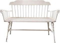 Outdoor Bench, Rustic Shabby White Outdoor Bench with Backrest, 47.2" Retro Iron Garden Bench, 2 People Leisure Seats for Park Patio Yard Porth Garden Bench