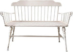 Outdoor Bench, Rustic Shabby White Outdoor Bench with Backrest, 47.2" Retro Iron Garden Bench, 2 People Leisure Seats for Park Patio Yard Porth Garden Bench