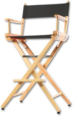 Filmcraft Tall Natural Wood Director’s Chair – Professional Hollywood Makeup Artist & Film Set Chair – Folding Canvas Seat, High Director Chair for Studio, Photography & Hair Stylists (Black Canvas)