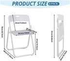White Plastic Folding Chairs with Metal Frame, 280 lbs Capacity | Foldable and Stackable, Indoor Outdoor Events, 6 Pack