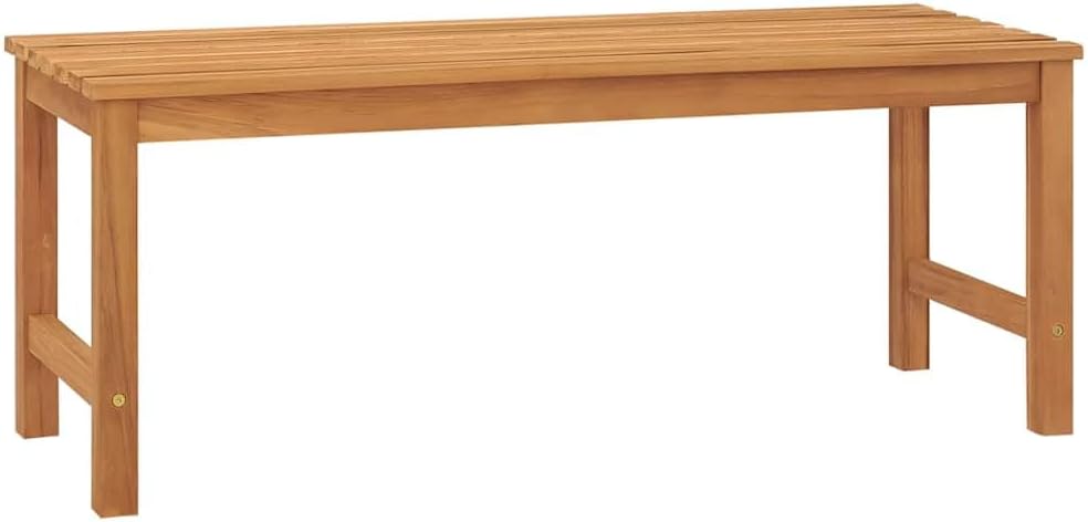Bench Brown Solid Teak Wood 45 in Strong Bench Rectangular,Solid Teak Garden Bench Durable & Stylish Indoor/Outdoor Seating for Patios, Gardens & Living Rooms Patio Furniture