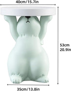 Side Table for Couch, Cute Style Rabbit Shape End Table, Living Room Decor with Resin Materials, Simple Modern Side Table, Creative Animal Entryway Table for Reception(White)