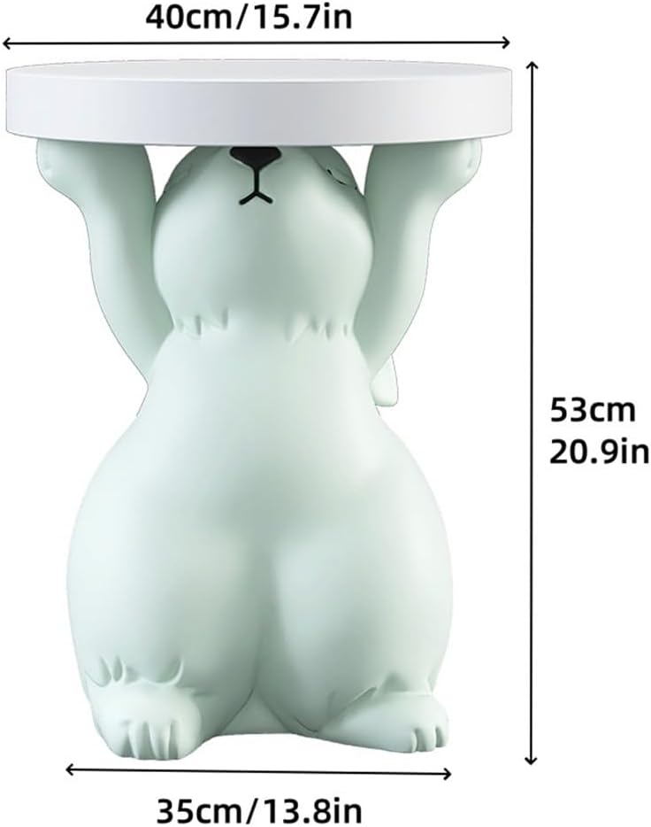 Side Table for Couch, Cute Style Rabbit Shape End Table, Living Room Decor with Resin Materials, Simple Modern Side Table, Creative Animal Entryway Table for Reception(White)