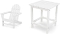 Polywood Classic Adirondack Chair & Long Island 18" Side Table Bundle, White