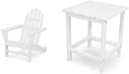 Polywood Classic Adirondack Chair & Long Island 18" Side Table Bundle, White