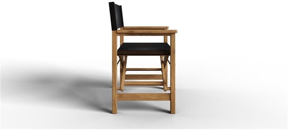 Pemberly Row Modern Teak Folding Outdoor Armchair, Black Finish, Premium Teak Frame, Weather-Resistant Sling Seat, Hand-Sanded Durable Design, Ideal for Balcony, Patio, Poolside, or Outdoor Seating