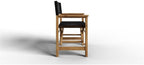 Pemberly Row Modern Teak Folding Outdoor Armchair, Black Finish, Premium Teak Frame, Weather-Resistant Sling Seat, Hand-Sanded Durable Design, Ideal for Balcony, Patio, Poolside, or Outdoor Seating