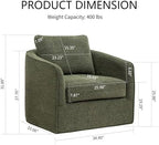 MINCETA Swivel Accent Chairs, Oversized Swivel Barrel Chair with High Density Foam, Linen Fabric Reading Chairs, Upholstered Armchair for Living Room, Bedroom, No Assembly, Green