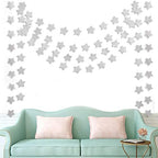 6 Pcs Glitter Silver Star Paper Garland Christmas Birthday Party Decorations Sparkling Bunting Banner Hanging Decorations for Bridal Shower Baby Shower Bachelorette Party Wedding Holiday (50 Feet)
