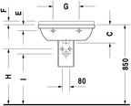 Starck 3 21 5/8" Rectangular Wall Mounted Sink in White with Single Faucet Hole and with Overflow
