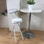 Portable Folding Bar Stool with Backrest, Round Padded Adult Kitchen Folding Chair, Tall Folding Chair, Counter Height Folding Stool for Home, Office (Color : White, Size : Short 55cm/22in)