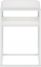 Furinno Moretti Side Table, 2-Tier Stackable Metal Frame End Table with Open Shelf, Night Stand, Bedside Table, Toolless Assembly, for Living Room, Bedroom, Solid White