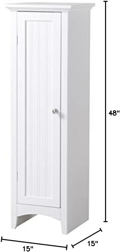 OS Home and Office Furniture 15" 1-Door Wood Kitchen Storage Pantry in White