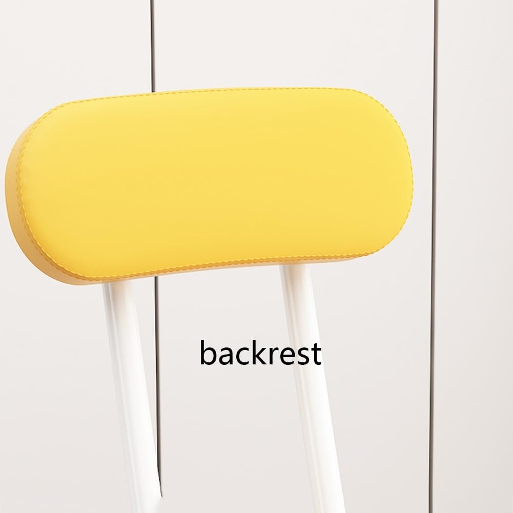 Folding Stool with Backrest, Cushioned Padded Leather Round Portable Foldable Bar Stool Chair for Kitchen(White)