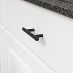 Amazon Basics Euro Bar Cabinet Handles, Drawer Pulls, 5.38-inch Length, 3-inch Hole Center, 1/2-inch Diameter, Matte Black, 20-Pack, AB1500-FB-10