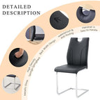 FURNITO Modern Dining Chairs Set of 6, Black Dining Chairs with Thick Cushions, Faux Leather Kitchen & Dining Room Chairs with Backrest and Sliver Metal Legs for Dining Living Room, Easy to Assemble