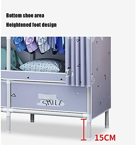 Wardrobe Storage Repeated Washing Wardrobe Organiser Narrow Wardrobe Tear and Abrasion Resistance Good Load-Bearing Steel Pipe Used for Dorm Room Rental Room (Color : 65X168