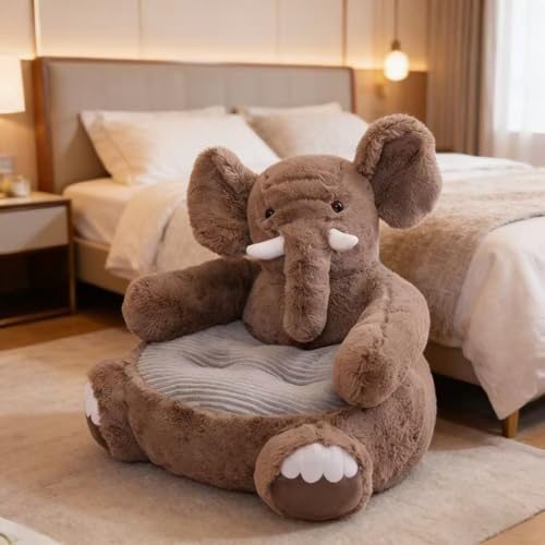 Cute Bean Bag Chair Comfy Reading Nook Chairs Animal Floor Chairs Faux Fur Beanbag Chairs Fun Plus Bean Bag Soft Casual Couch for Play Room Home Bedroom Decoration 50 * 50 * 45 cm (Cute Elephant)