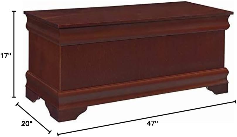 BOWERY HILL Traditional Wood Cedar Blanket Chest, Warm Brown Finish, 47" W x 17" D x 20" H, Cedar-Lined Interior, Solid Pattern, Versatile Storage for Hallway or Master Suite