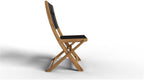 Pemberly Row Contemporary Teak Outdoor Folding Chair, Solid Grade A Teak Wood, Black Finish, Hand-Sanded, Dura Sling Seat, Compact Design, Ideal for Patio, Small Spaces, Extra Seating, Portable