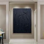 zoinart Hand Painted Large Thick Texture Black Minimalist Oil Paintings Contemporary Art Oil on Canvas Vertical Wall Art Home Office Corridor Wall Art