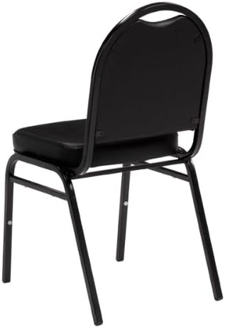 Norwood Commercial Furniture 250 Series Stack Chairs (Pack of 3)- Black Vinyl/Black Frame