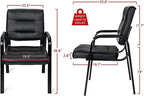 SUPER DEAL Office Guest Chair Bonded Leather Executive Side Chair Reception Chair with Solid Metal Frame Home Office Furniture, Set of 4, Black