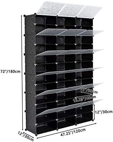 Portable Shoe Rack Organizer, 72-Pair Modular DIY Cube Storage, 10-Tier, Black, 47.25" W x 12" D x 72" H