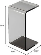 Side Table,C Shaped End Table, Acrylic Sofa Side Table, Bedside Table for Bedroom Small Simple Modern Coffee Table Suitable for Living Room (Smoke Gray)
