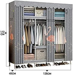 Portable Wardrobe Cloth Wardrobe Bedroom Closet,Open Metal Assemble Wardrobe Simple Curtain Portable Wardrobe Interior Wardrobe Storage,E,172 * 45 * 128cm Portable Cloth Han
