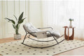 Bonded Leather Rocking Chair for Living Room Bedroom, Extra Wide Upholstered Glider Recliner, Modern White Accent Armchair for Nursery Lounge