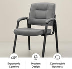 Naomi Home Faux Leather Stackable Office Guest Chairs – Reception Chairs with Armrests for Lobby, Clinic, Medical Waiting Room or Conference Room Seating - Gray, Set of 6