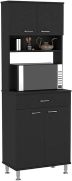 Pantry Piacenza Two-Door Cabinet for Kitchen Storage - Black Wengue Finish