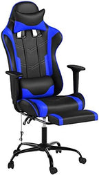 Gaming Chair Office Chair Desk Chair Massage PU Leather Recliner Racing Chair with Headrest Armrest Footrest Rolling Swivel Task PC Ergonomic Computer Chair for Back Support, Blue