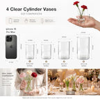 48pcs Glass Cylinder Vases 4,5,6 Inch for Centerpieces,Small Clear Flower Vases for Wedding Decorations and Indoor Home Decor, Hurricane Candle Holder for Table Shelf, Party
