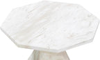 Pemberly Row Contemporary Round Side Table, White Faux Marble Top, 19.8" W x 21.5" D x 30" H, Solid Oak Wood Reversed Tapered Legs, Bold Indoor or Outdoor Accent Table