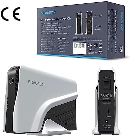 GRAUGEAR 4TB External Hard Drive for PS5, USB Type-C, Type-A, 3.5" 4TB HDD with Power Supply, Formatted for PS4 and PS5