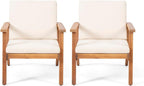 Saiveina Outdoor Acacia Wood Club Chairs with Cushions (Set of 2)