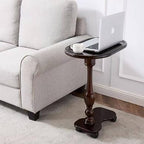 Solid Wood Rolling Side Table, Mobile Sofa End Table with Wheels for Sofa, Bed and Laptop Use