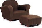 Roundy Kids Chair with Ottoman, Microsuede Upholstered, Ergonomic & Comfortable Design, Sturdy Wooden Frame, Ideal for Boys & Girls Ages 2-5, Easy to Clean, Perfect for Bedrooms, Playrooms & Daycares