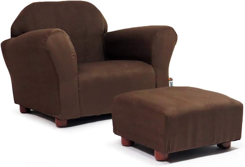 Roundy Kids Chair with Ottoman, Microsuede Upholstered, Ergonomic & Comfortable Design, Sturdy Wooden Frame, Ideal for Boys & Girls Ages 2-5, Easy to Clean, Perfect for Bedrooms, Playrooms & Daycares